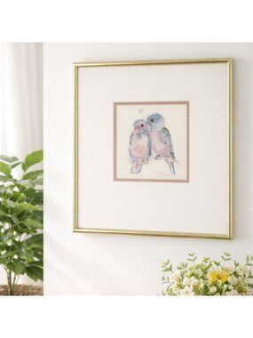 Val Pfeiffer "Lovebird 2" Framed Art Print Gold Frame 15x15 Inches Made In Canad